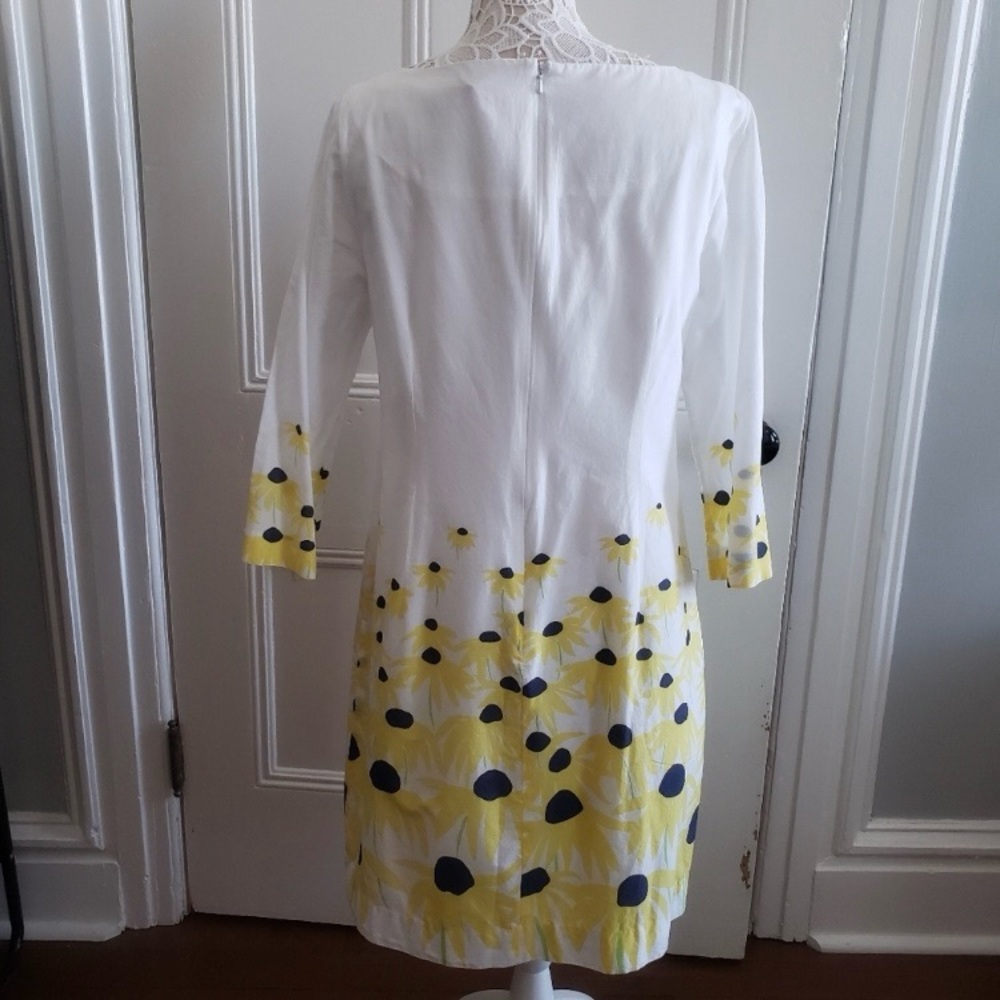 Vintage Lilly Pulitzer Daisy Shift Dress 12 3/4 Sleeves White Sunflowers 🌻 🌼 - Picture 3 of 12